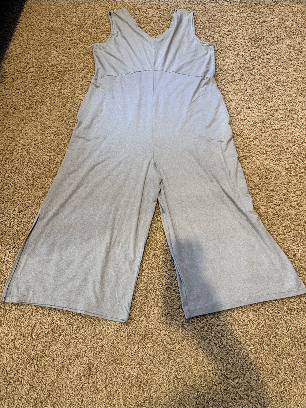 Cuddl Duds Light Gray Sleeveless Wide-Leg Jumpsuit Romper Stretchy P1X Petite 1X